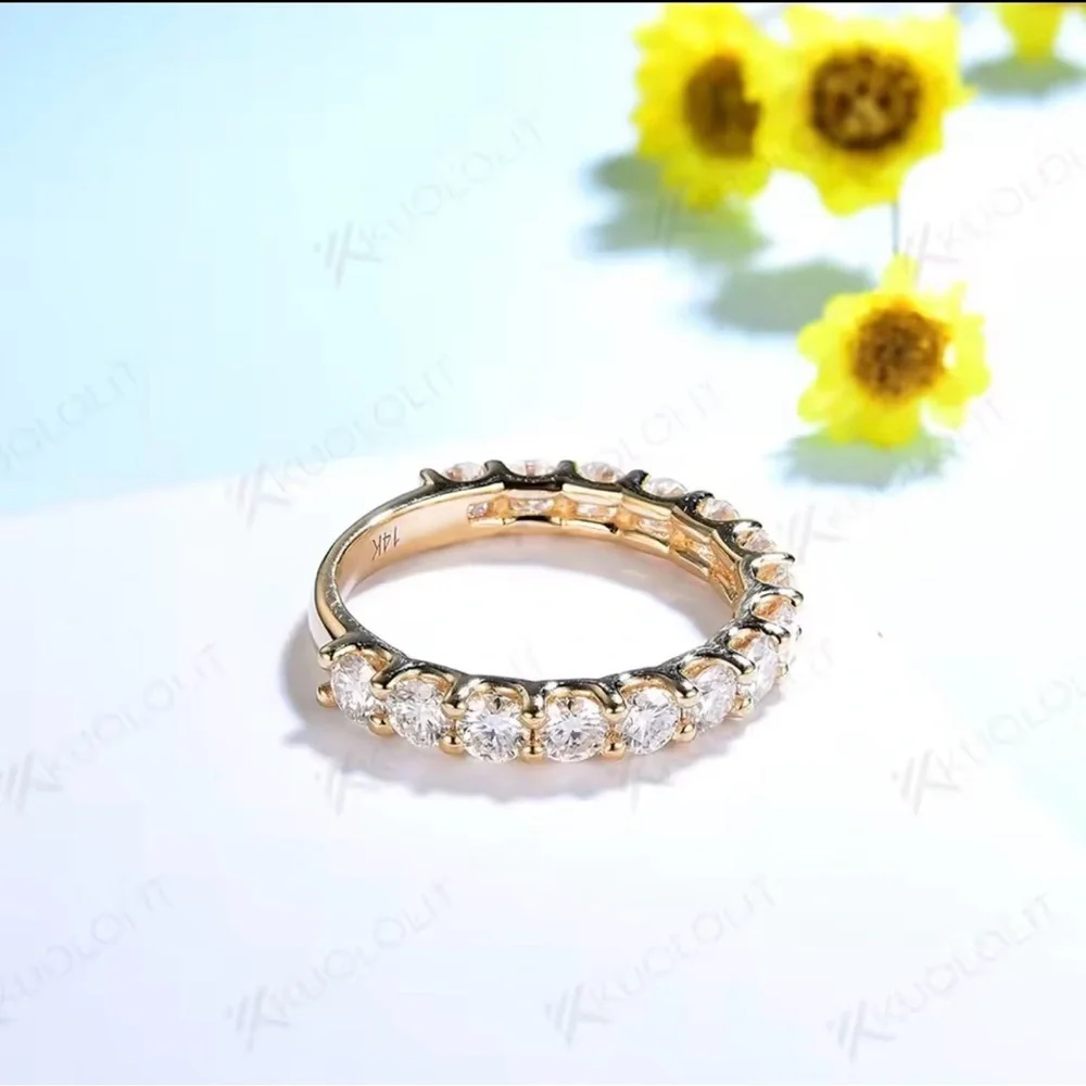Kuololit Round Cut Diamond Moissanite Ring Sterling Silver S925 size 6